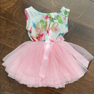 Floral Pink Tutu Dress for One Year Old Baby